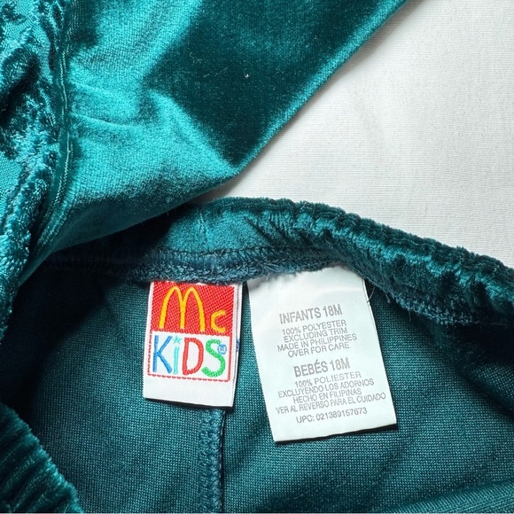 Vintage McKids 2Piece Christmas VELVET GREEN Pants Top Set Size 18 Months Soft - Picture 5 of 6